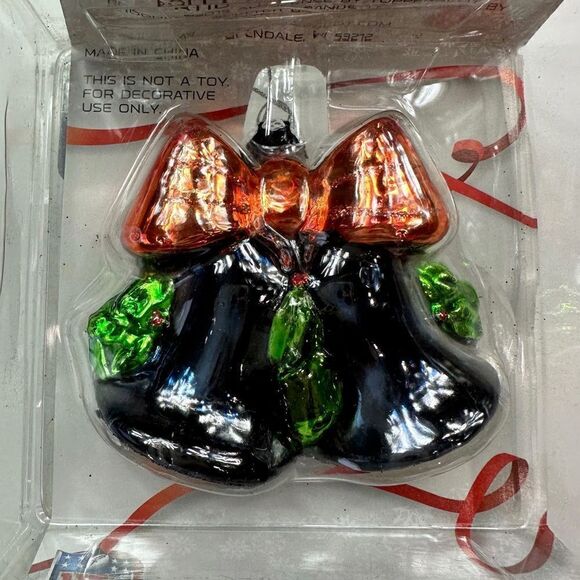 NFL Cincinnati Bears Glitter Holiday Bells Ornaments, set of 6 - Picture 4 of 7